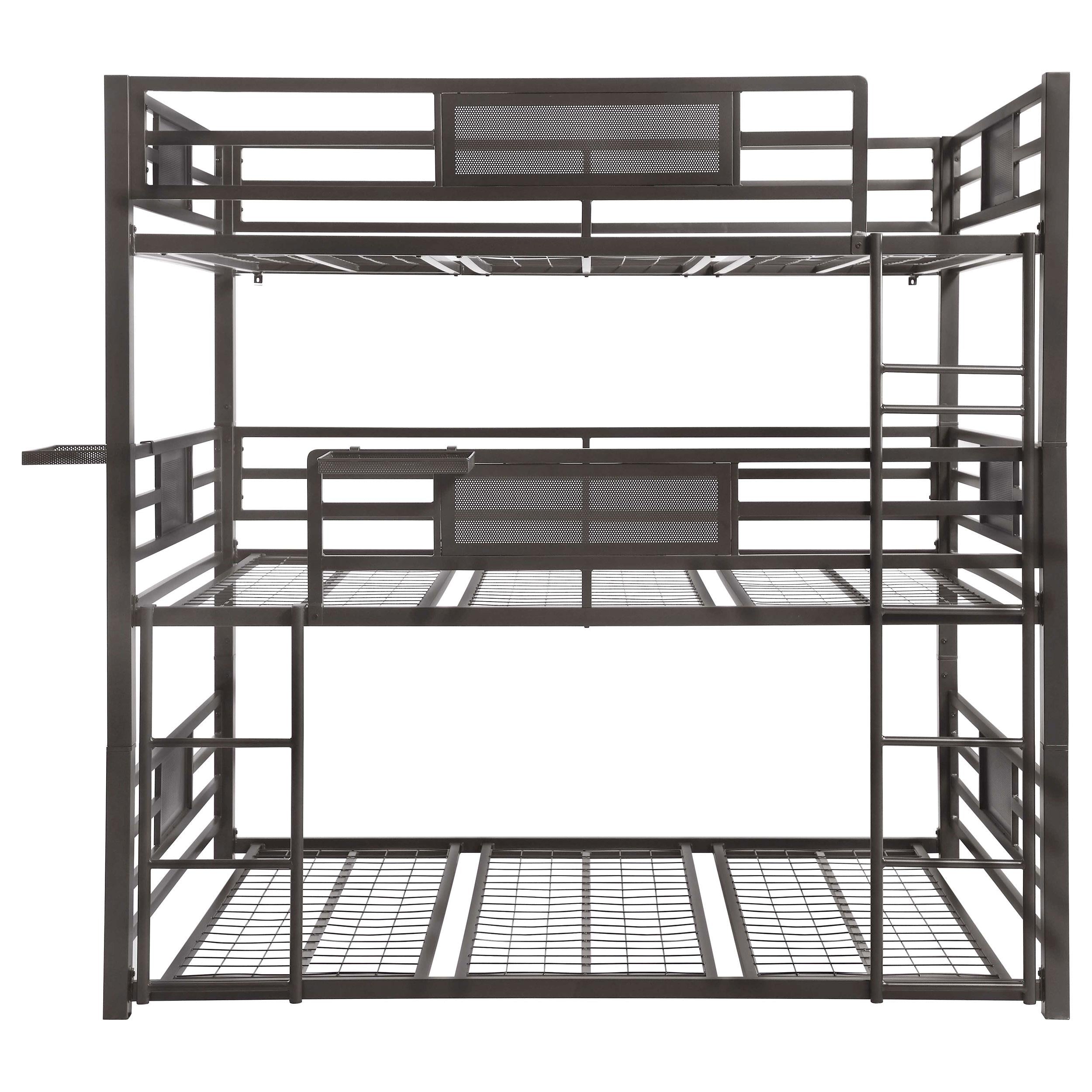 Rogen Metal Full Triple Bunk Bed Dark Bronze