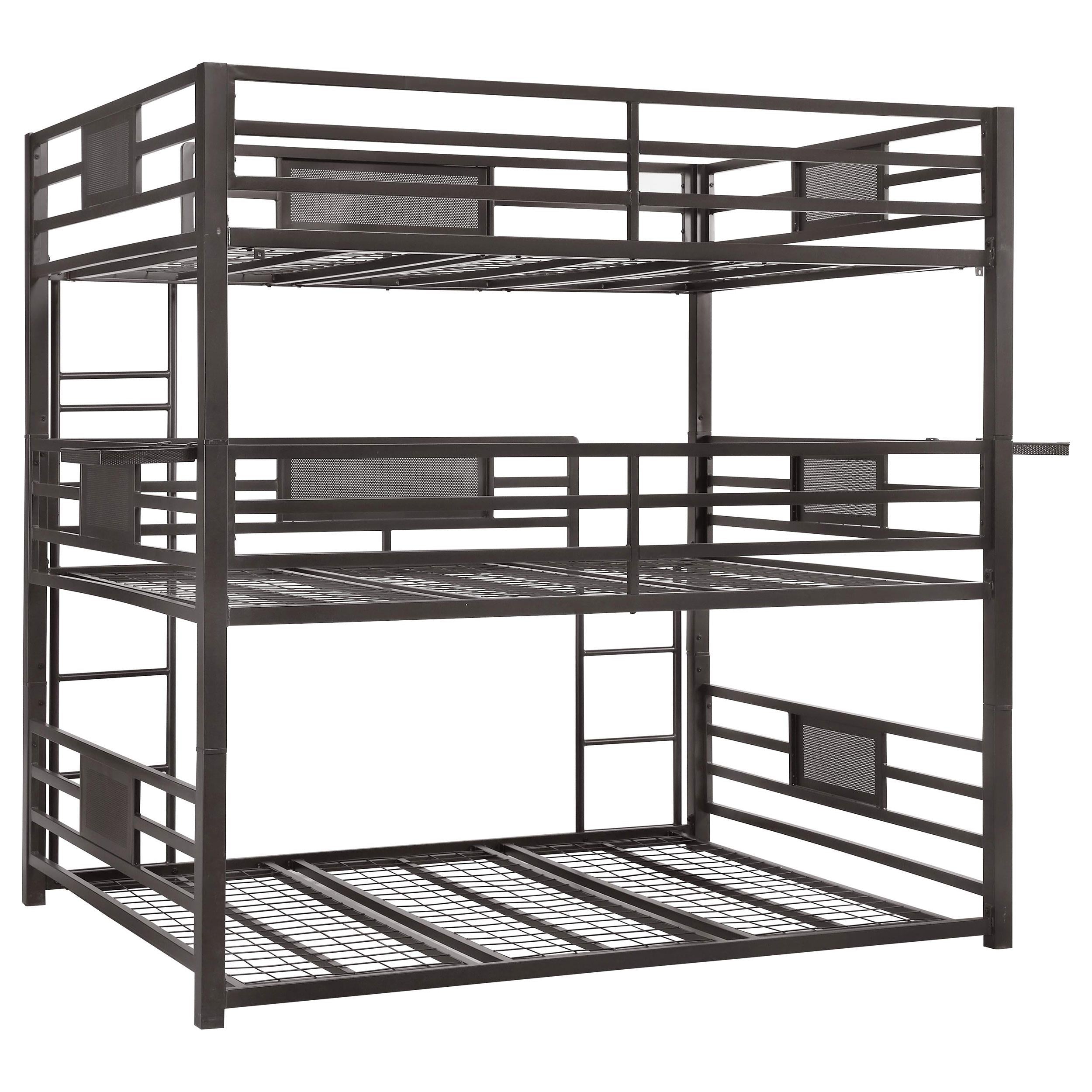 Rogen Metal Full Triple Bunk Bed Dark Bronze