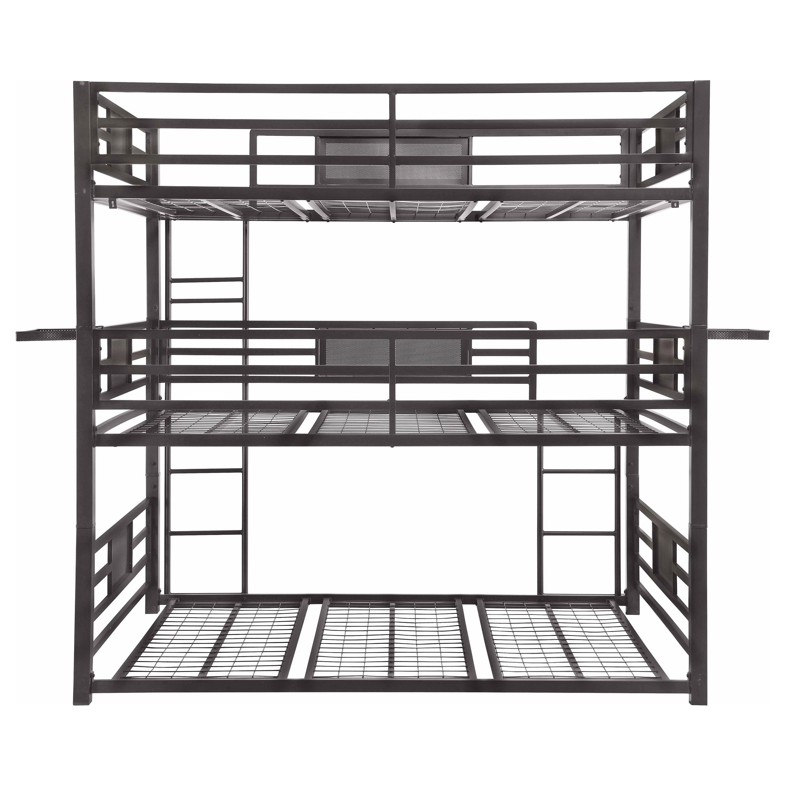 Rogen Metal Full Triple Bunk Bed Dark Bronze