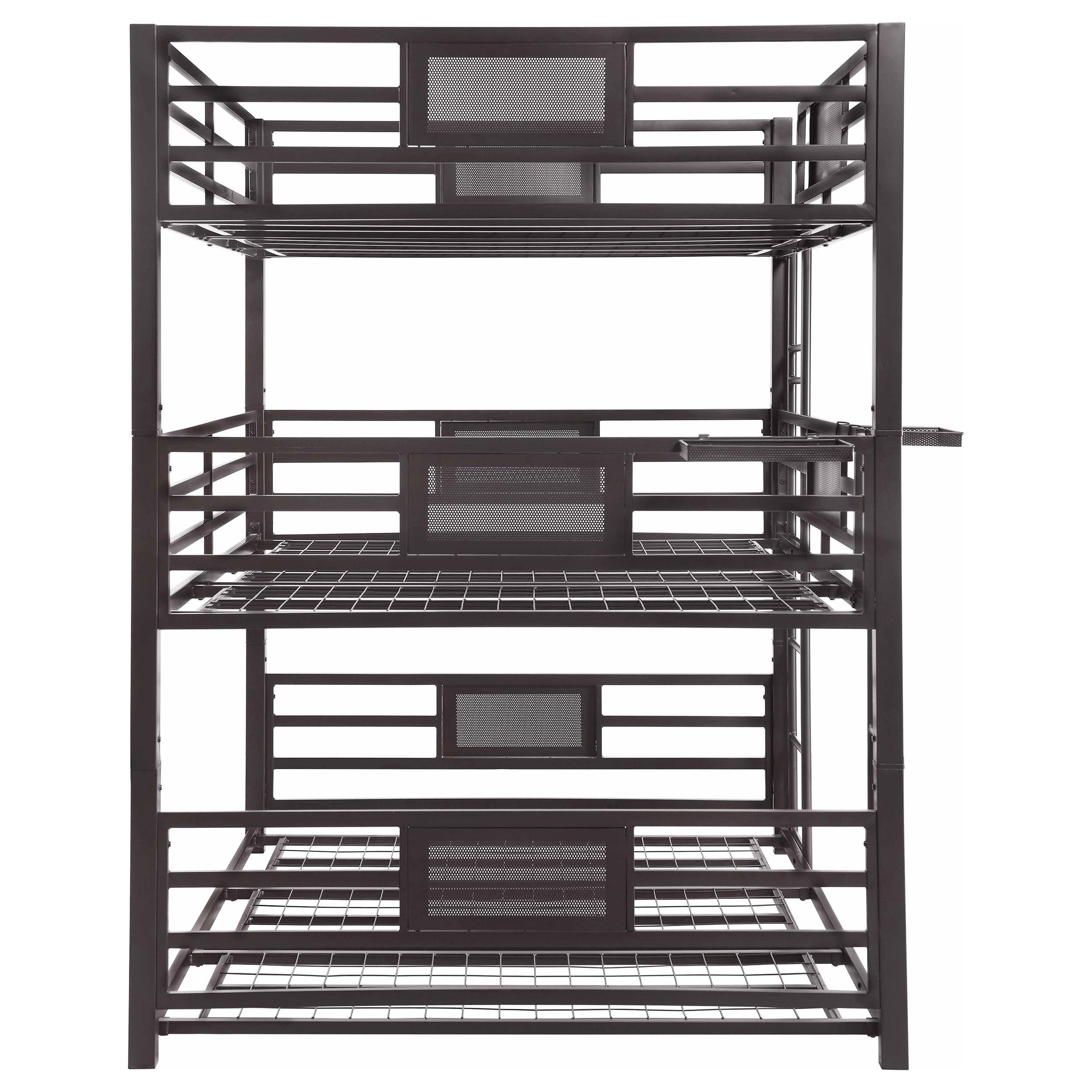 Rogen Metal Full Triple Bunk Bed Dark Bronze