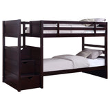 Litera Elliott Wood Twin sobre Twin con escalera, color capuchino