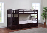 Litera Elliott Wood Twin sobre Twin con escalera, color capuchino