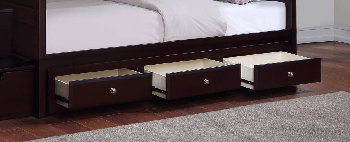 Mueble de almacenamiento de madera Elliott de 3 cajones debajo de la cama, color capuchino