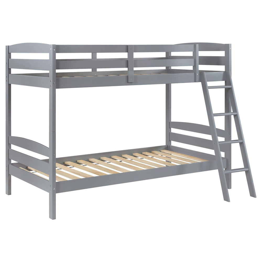 Litera Rhea Wood Twin sobre Twin Gris