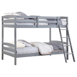 Litera Rhea Wood Twin sobre Twin Gris
