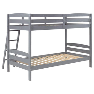 Litera Rhea Wood Twin sobre Twin Gris