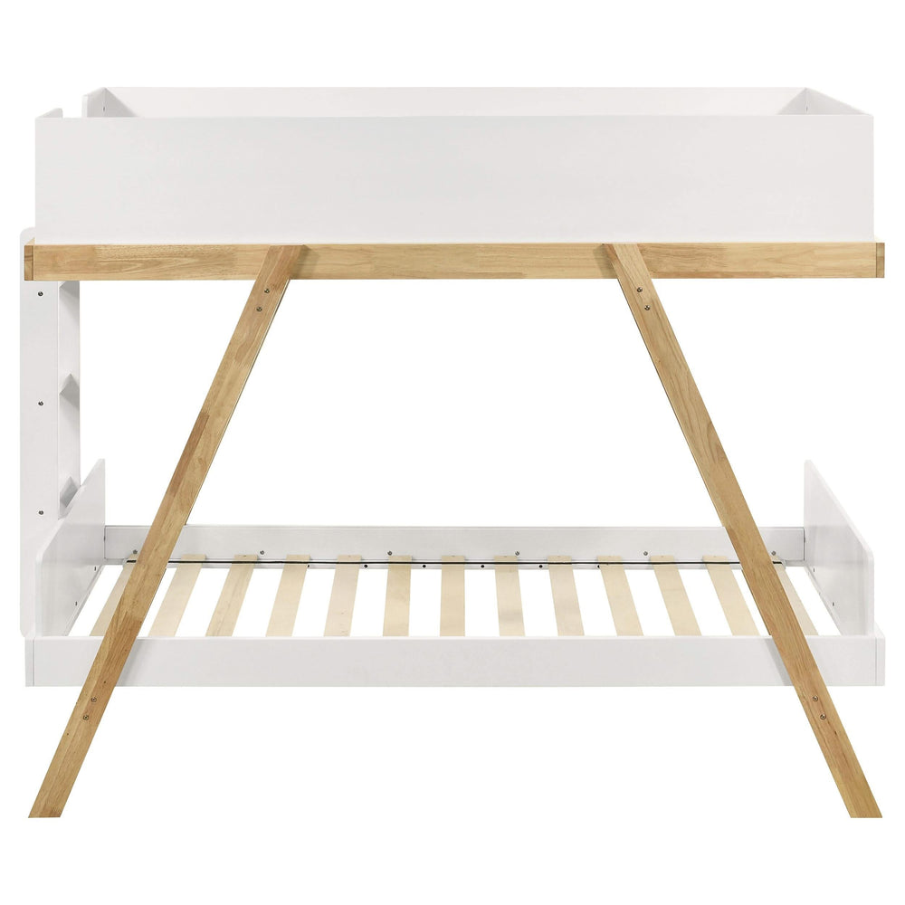 Litera Frankie Wood Twin sobre Twin en blanco y natural