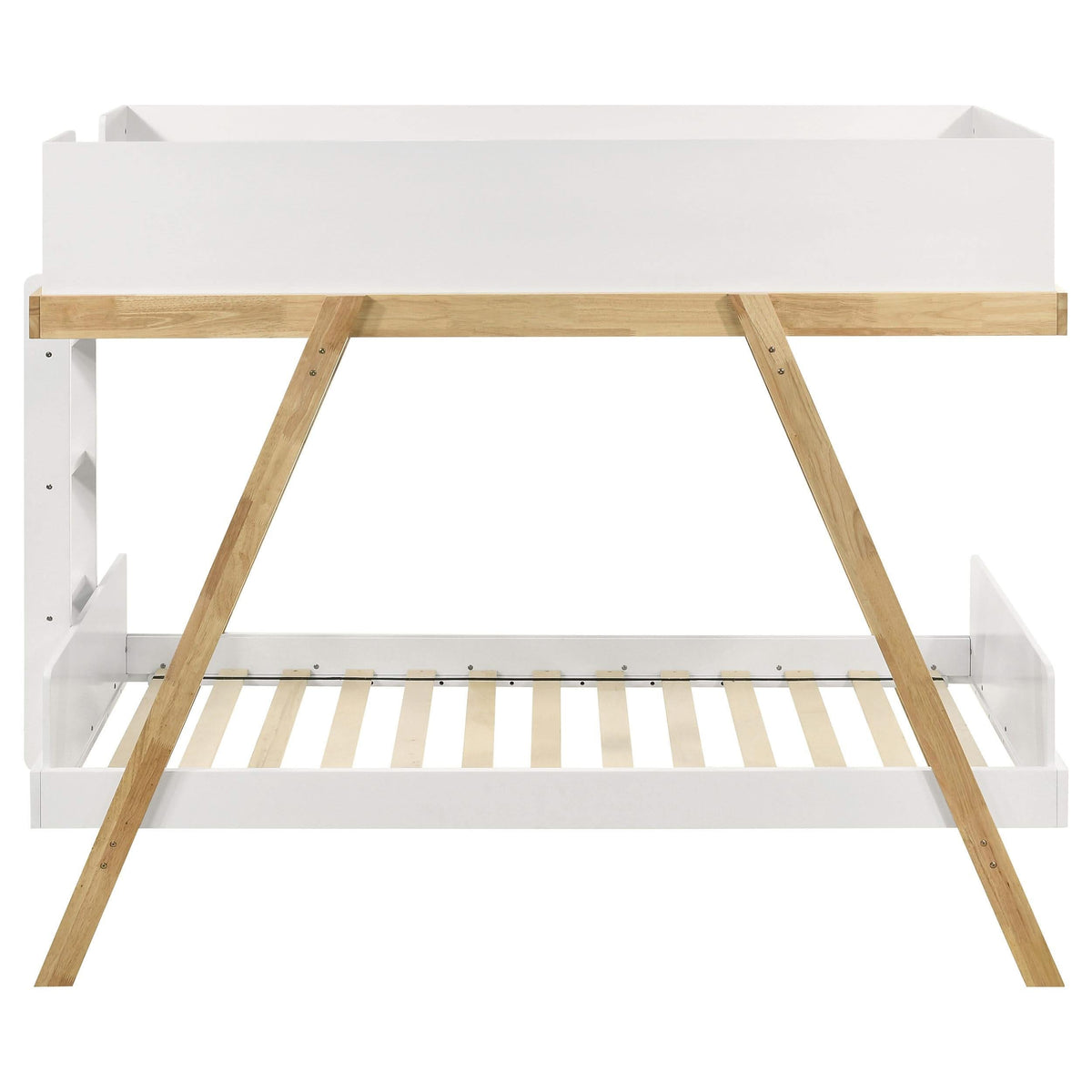 Litera Frankie Wood Twin sobre Twin en blanco y natural