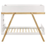 Litera Frankie Wood Twin sobre Twin en blanco y natural
