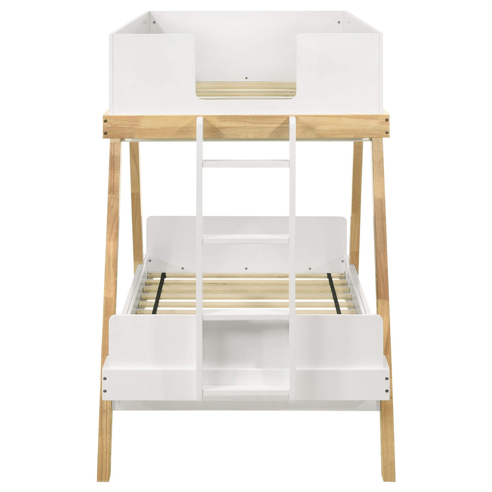 Litera Frankie Wood Twin sobre Twin en blanco y natural