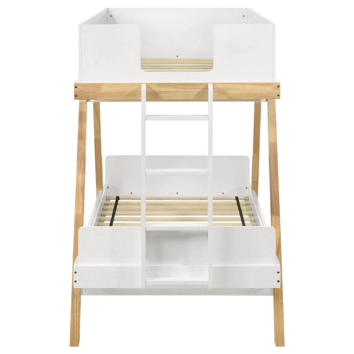 Litera Frankie Wood Twin sobre Twin en blanco y natural