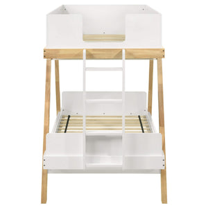 Litera Frankie Wood Twin sobre Twin en blanco y natural