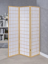 Biombo plegable Shoji de 3 paneles Carrie, color natural