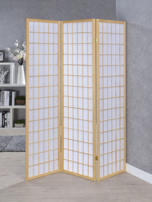 Biombo plegable Shoji de 3 paneles Carrie, color natural