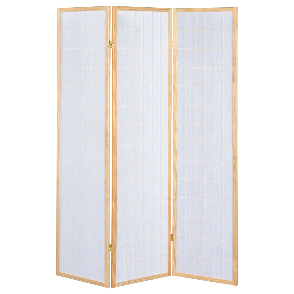 Biombo plegable Shoji de 3 paneles Carrie, color natural
