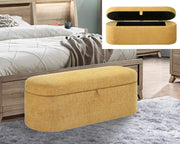 4924GD-BENCH PHILIPA STORAGE BENCH- GOLD TWEED
