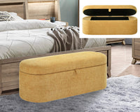 4924GD-BENCH PHILIPA STORAGE BENCH- GOLD TWEED