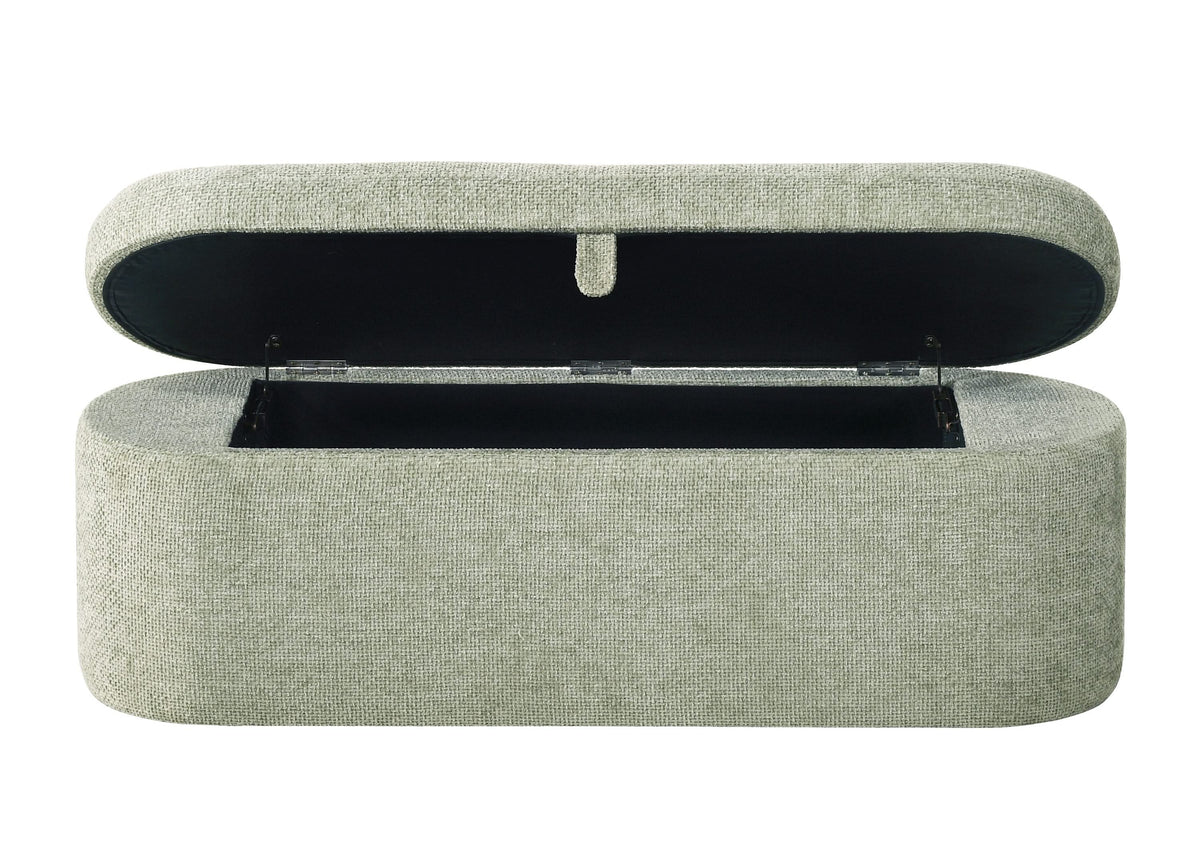4924GR-BENCH PHILIPA STORAGE BENCH-L.GREEN TWEED