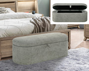 4924LG-BENCH PHILIPA STORAGE BENCH- L.GREY TWEED