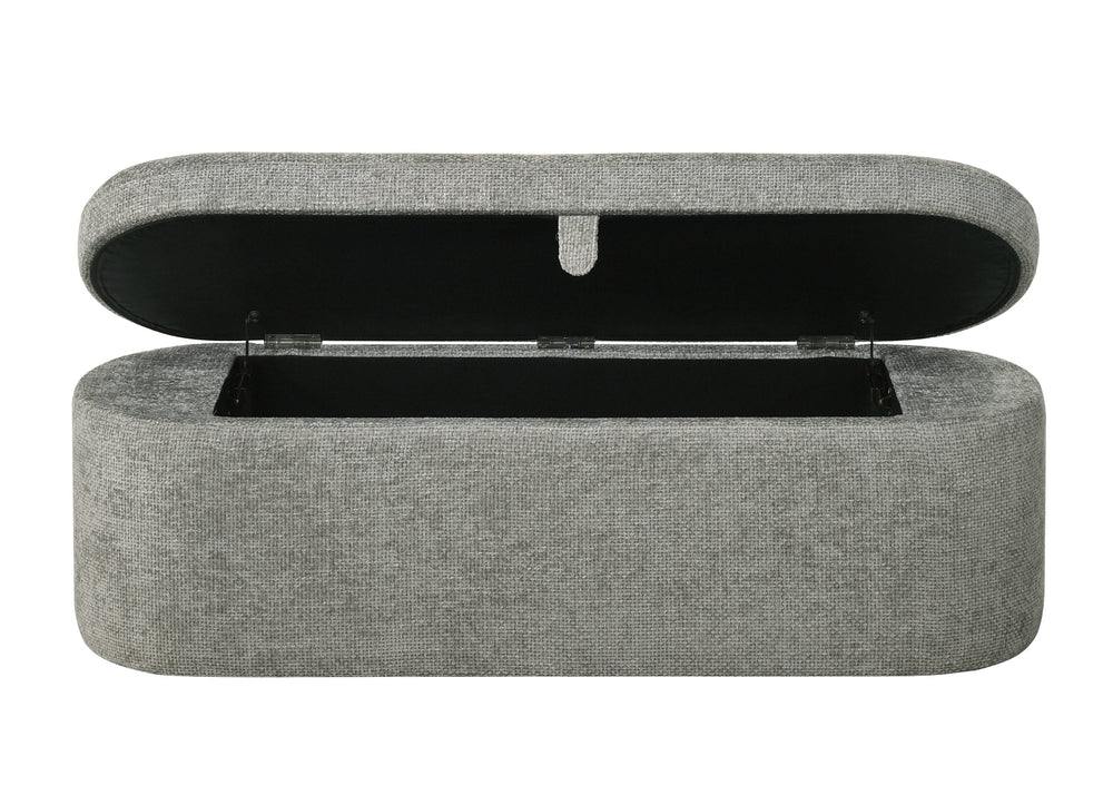 4924LG-BENCH PHILIPA STORAGE BENCH- L.GREY TWEED