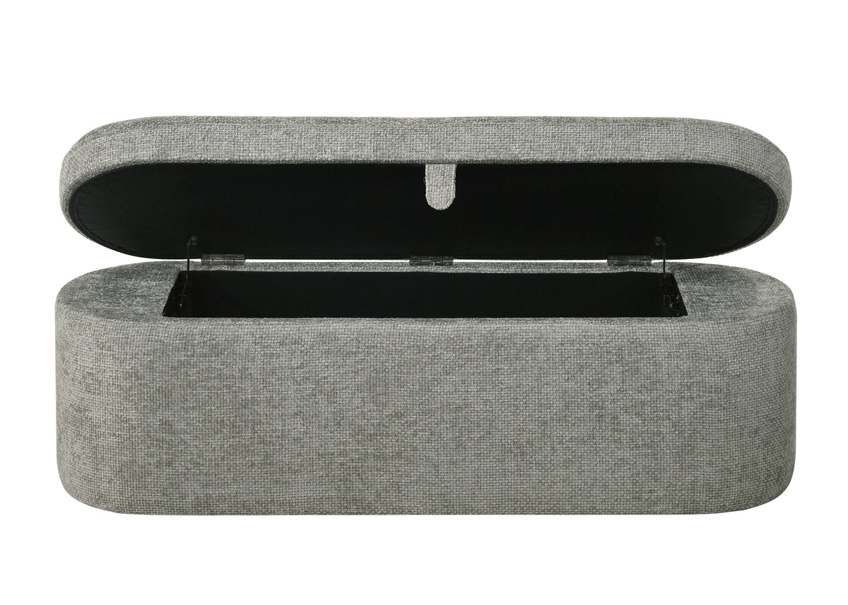 4924LG-BENCH PHILIPA STORAGE BENCH- L.GREY TWEED