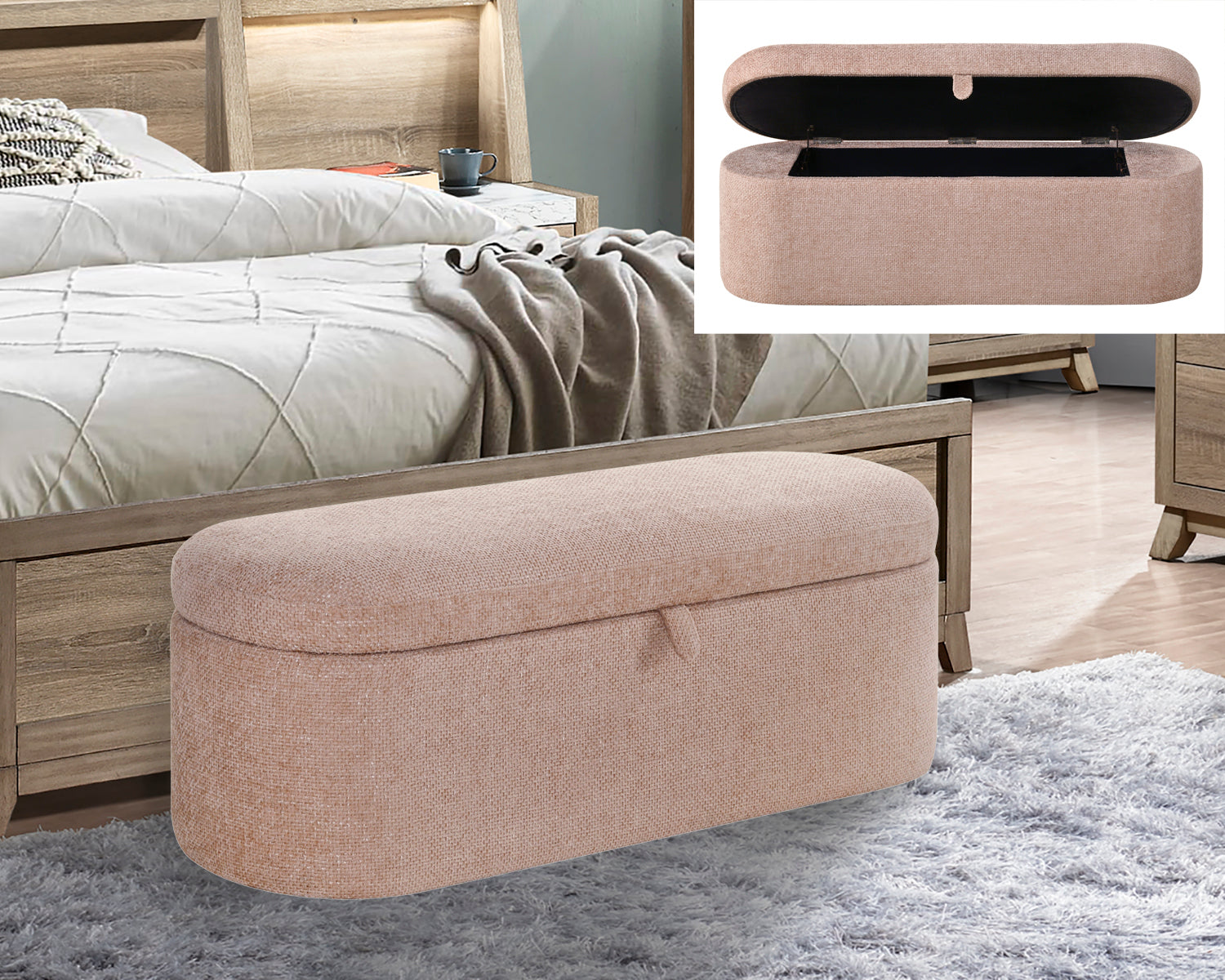 4924MV-BENCH PHILIPA STORAGE BENCH- MAUVE TWEED