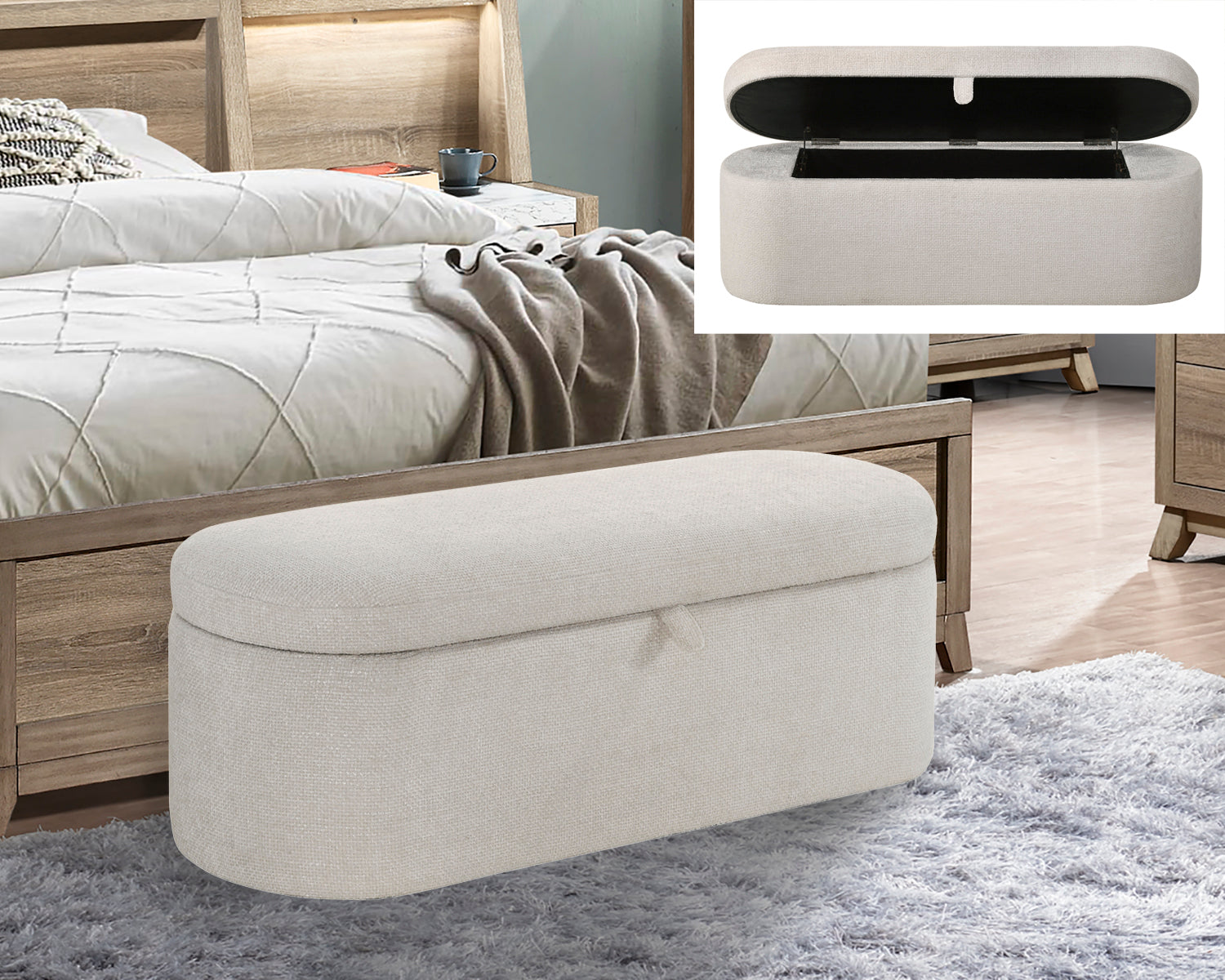 4924OT-BENCH PHILIPA STORAGE BENCH-OATMEAL TWEED