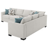 Sofá cama seccional tapizado en chenilla Ashford en color grisáceo