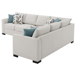 Sofá cama seccional tapizado en chenilla Ashford en color grisáceo