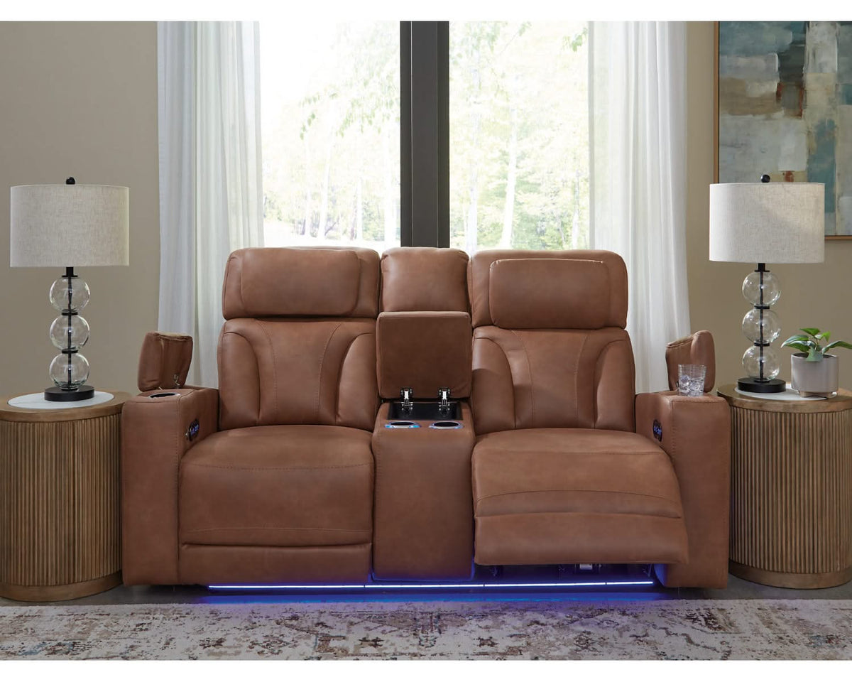 Loveseat eléctrico reclinable Clean-Slate con consola