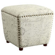 Lucy Square Upholstered Ottoman Off White