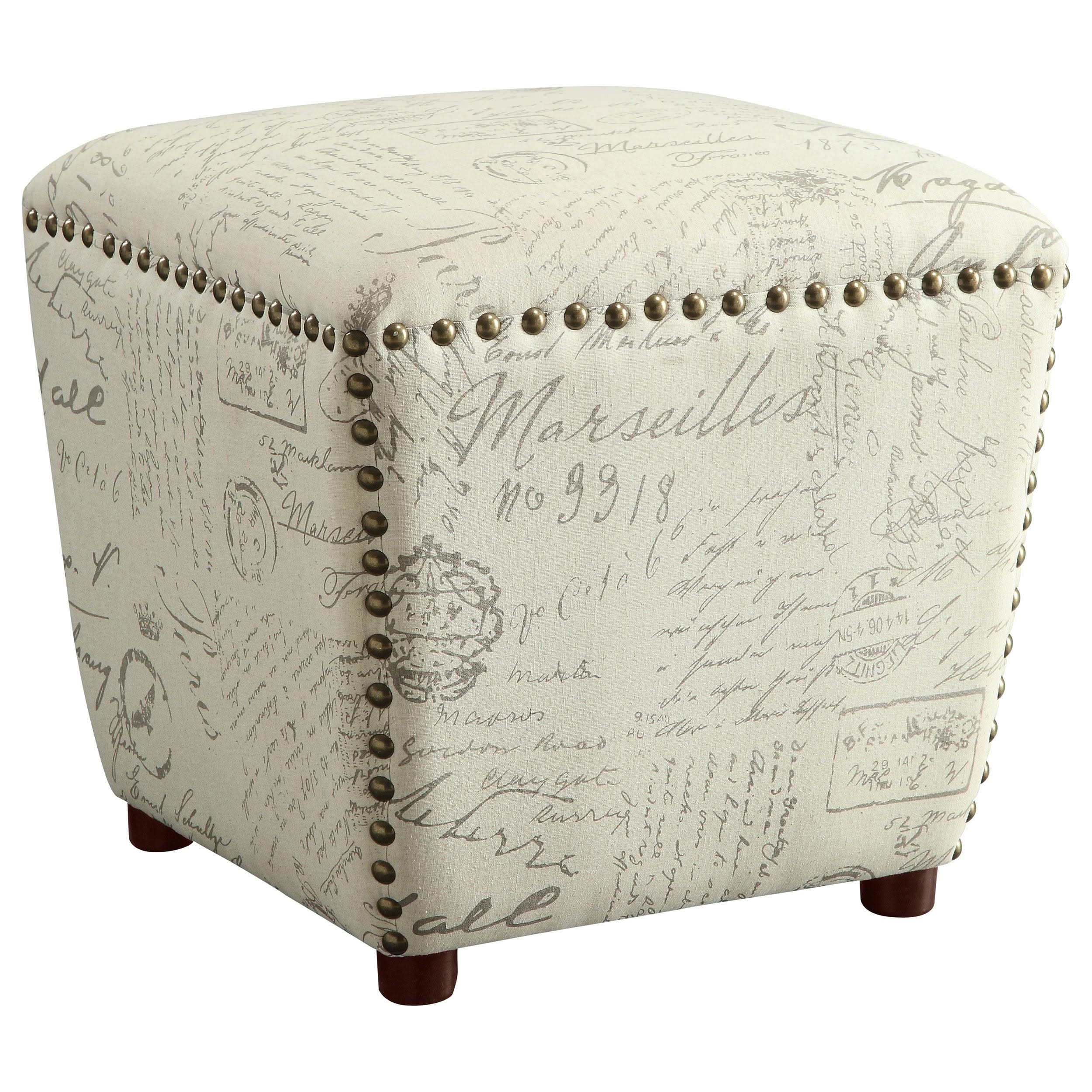 Lucy Square Upholstered Ottoman Off White