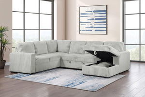 Sofá cama seccional Devonshire con almacenamiento, color gris