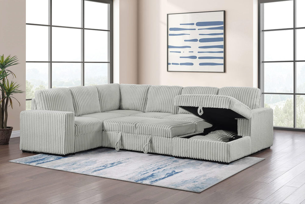 Sofá cama seccional Devonshire con almacenamiento, color gris