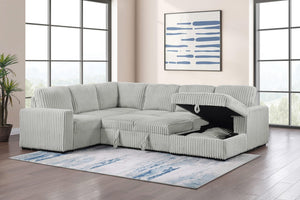 Sofá cama seccional Devonshire con almacenamiento, color gris