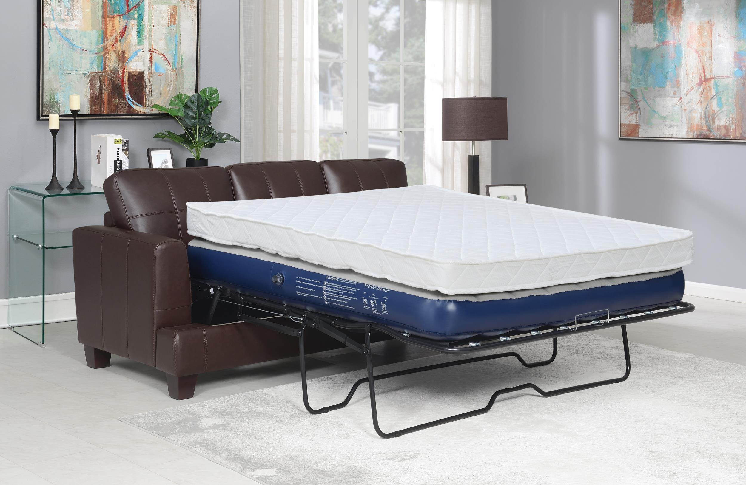 Samuel Upholstered Sleeper Sofa Dark Brown