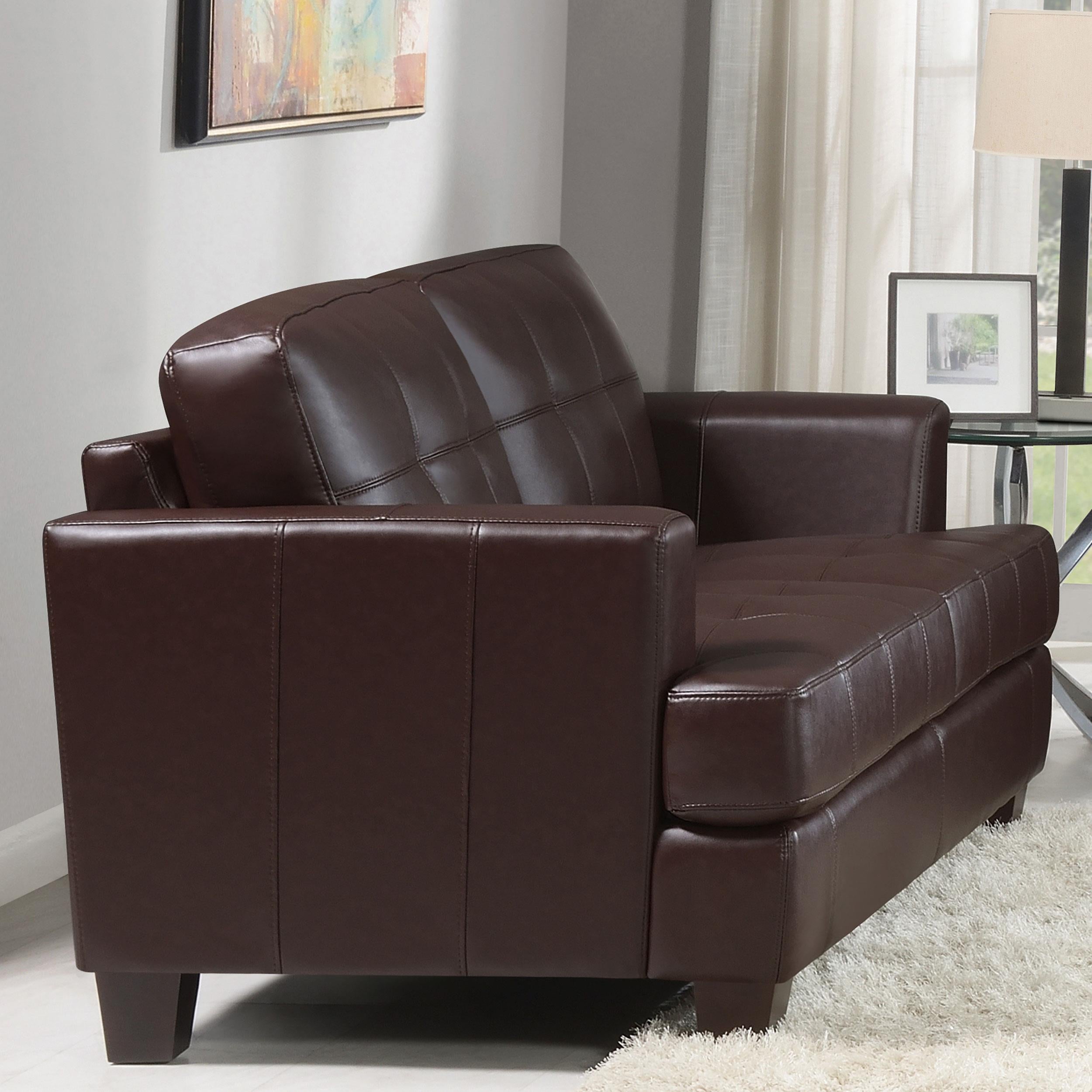 Samuel Tufted Loveseat Dark Brown