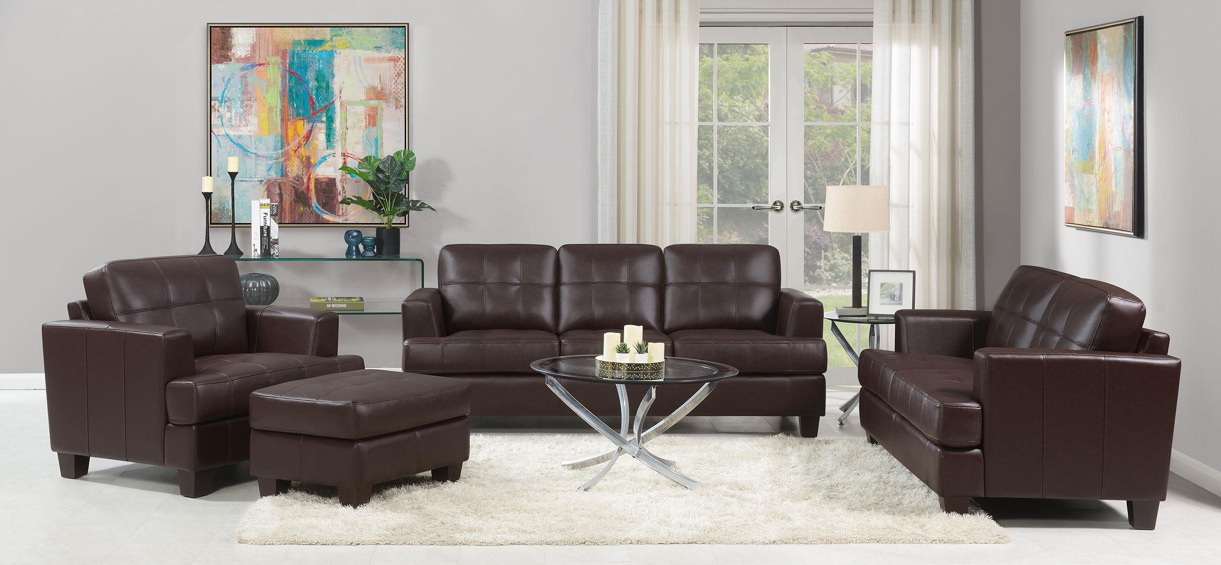 Samuel Tufted Loveseat Dark Brown