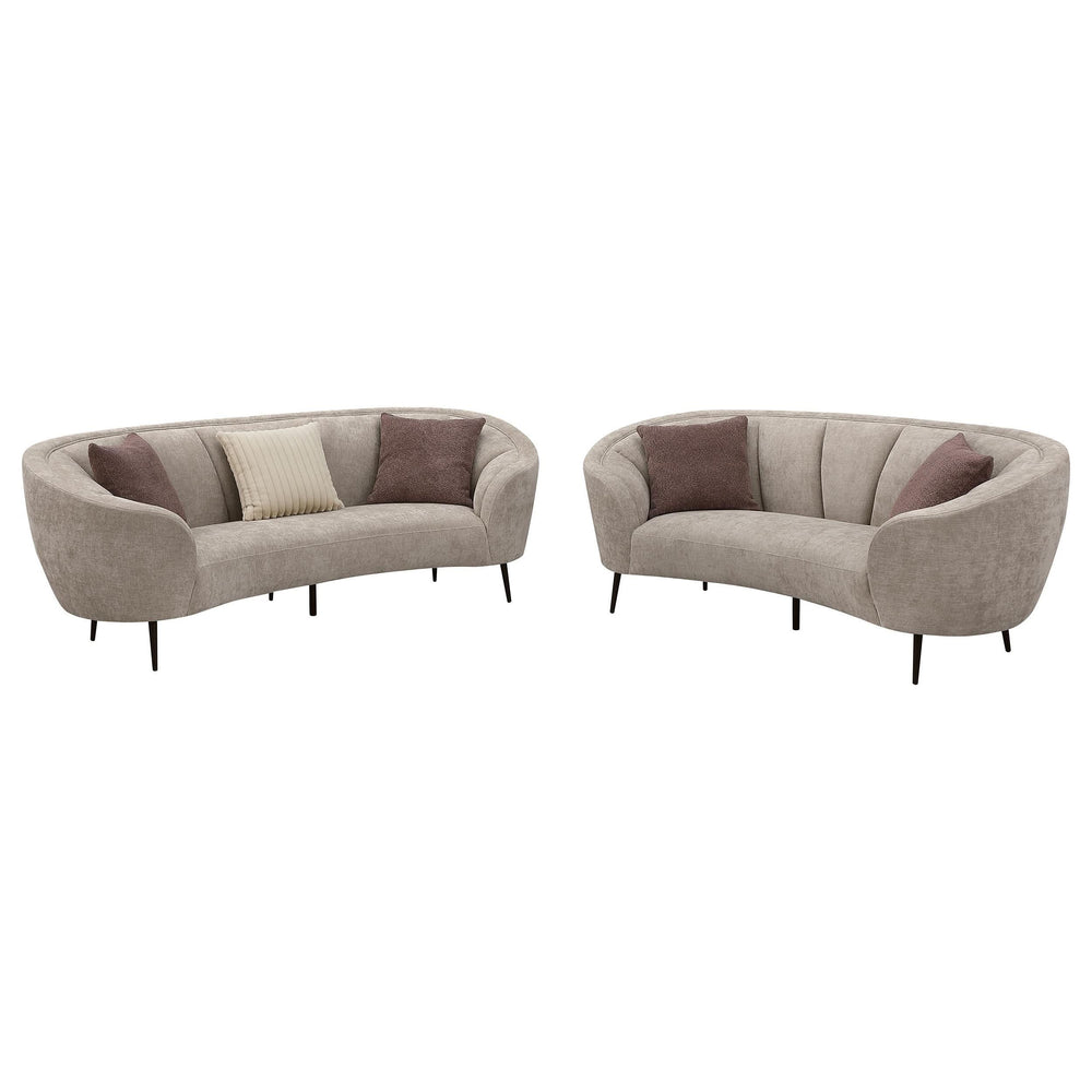 Conjunto de sofá curvo tapizado de 2 piezas Ellorie en beige