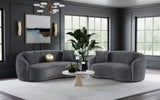 Conjunto de sofá Brookside de 2 piezas tapizado en terciopelo gris oscuro