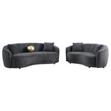Conjunto de sofá Brookside de 2 piezas tapizado en terciopelo gris oscuro