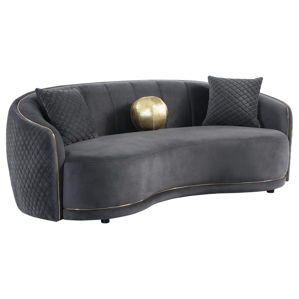 Conjunto de sofá Brookside de 2 piezas tapizado en terciopelo gris oscuro