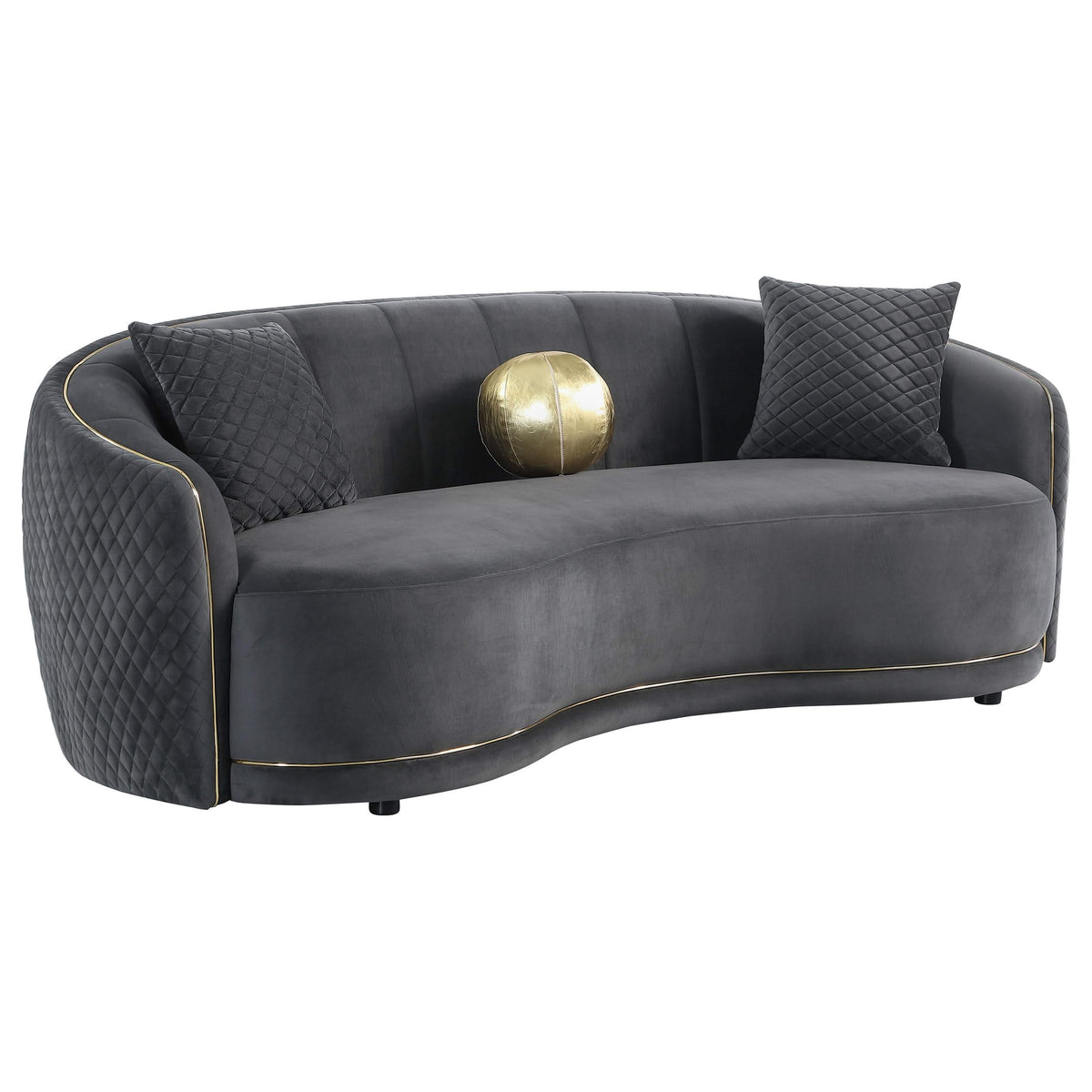 Conjunto de sofá Brookside de 2 piezas tapizado en terciopelo gris oscuro