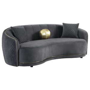 Conjunto de sofá Brookside de 2 piezas tapizado en terciopelo gris oscuro