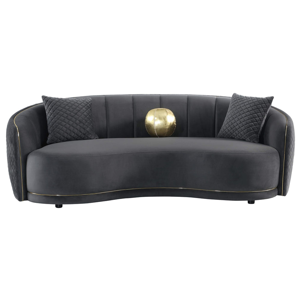 Conjunto de sofá Brookside de 2 piezas tapizado en terciopelo gris oscuro