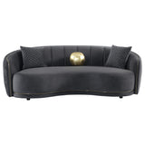 Conjunto de sofá Brookside de 2 piezas tapizado en terciopelo gris oscuro
