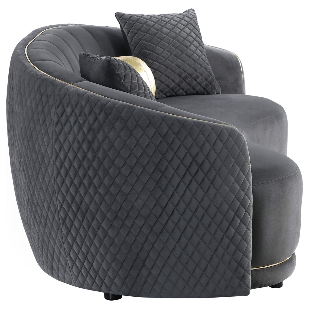 Conjunto de sofá Brookside de 2 piezas tapizado en terciopelo gris oscuro