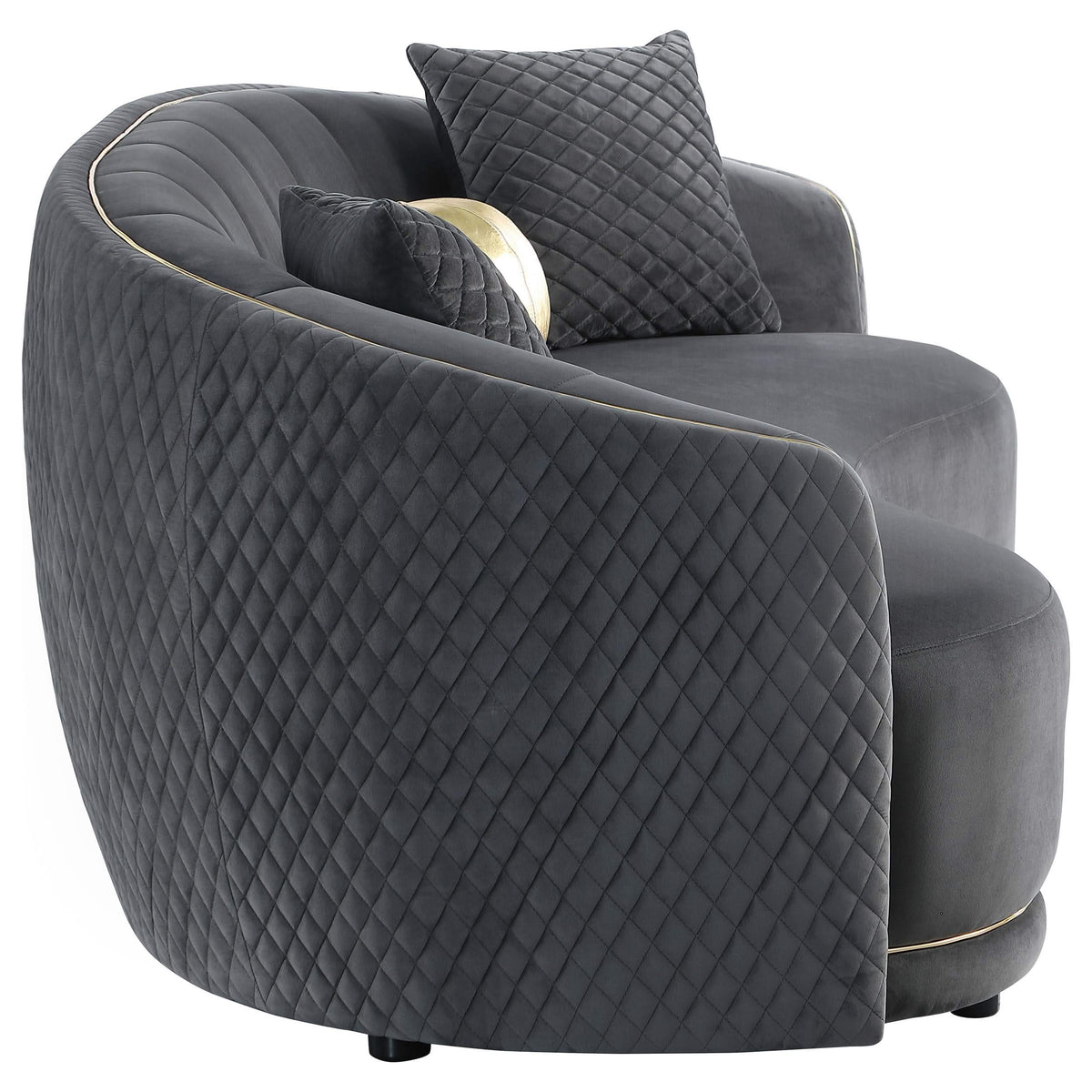 Conjunto de sofá Brookside de 2 piezas tapizado en terciopelo gris oscuro