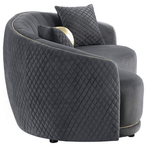 Conjunto de sofá Brookside de 2 piezas tapizado en terciopelo gris oscuro