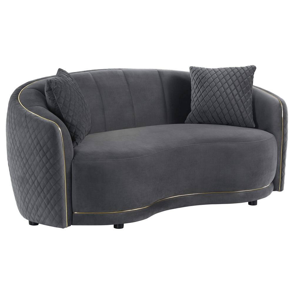 Conjunto de sofá Brookside de 2 piezas tapizado en terciopelo gris oscuro